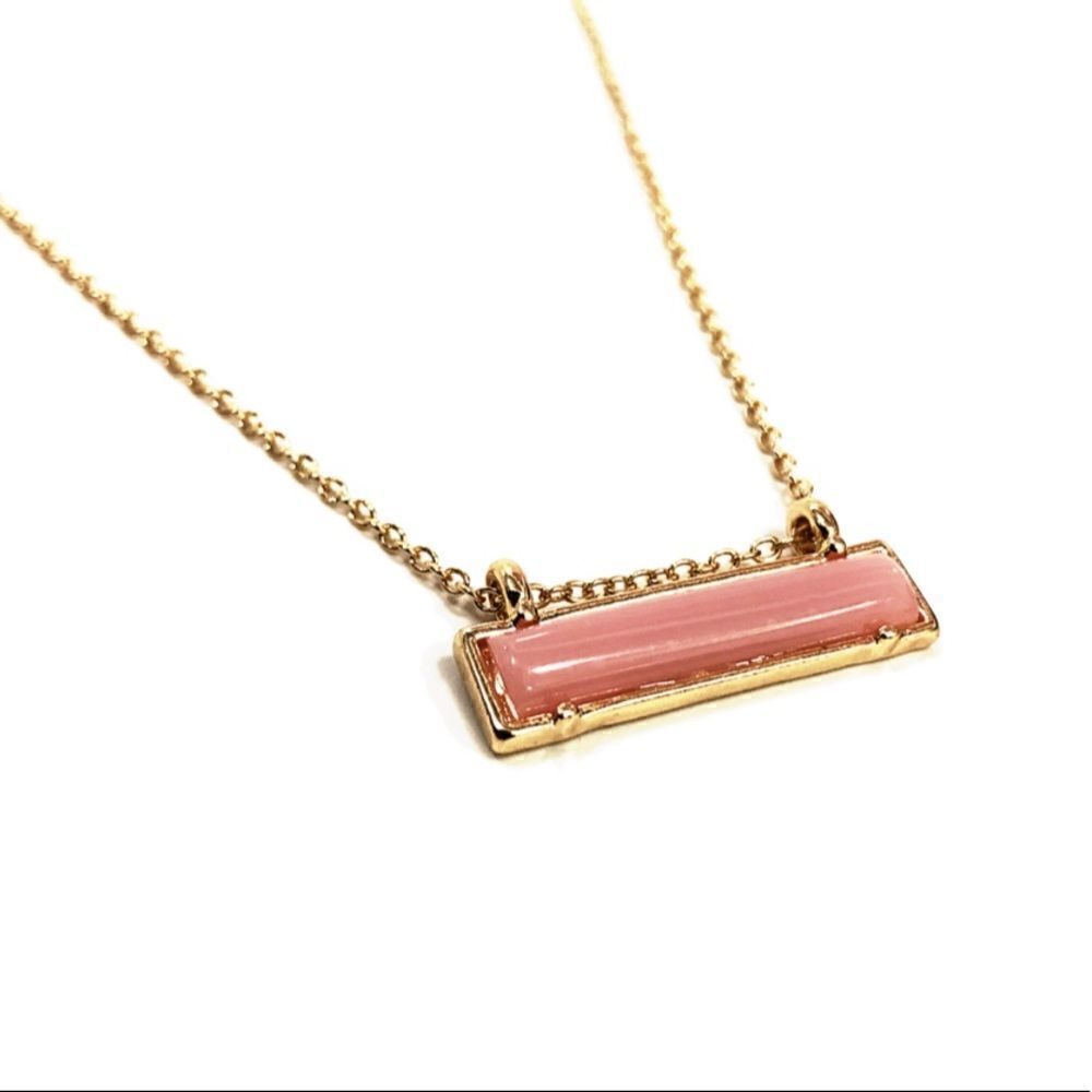 Stella Pink & Gold Bar Necklace - Gen 3 - NEW NWT - Gold Necklace with Rose Gem